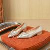 19609 Flat-soled Silver Single Shoes 2026 Spring and Autumn New Elegant Pointed Head Light Mouth Bow Low Heel Versatile Women's Shoes