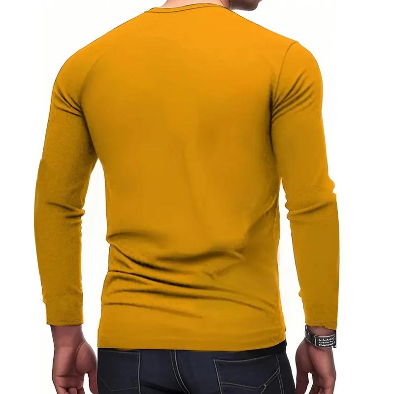 Men'S Color Blocked Long Sleeve Round Neck T-Shirt 100% Polyester Fiber With Moderate Elasticity Suitable For Sports And Leisure