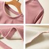 Large Size Loose Round Neck Casual Women's Autumn Winter Warm Long Sleeved T-shirt with Thick Velvet Lining for Autumn Home Wear