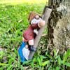 Resin Garden Gnome Figurine Decorative Stair-Climbing Dwarf Ornament Outdoor Patio Balcony Yard Decoration