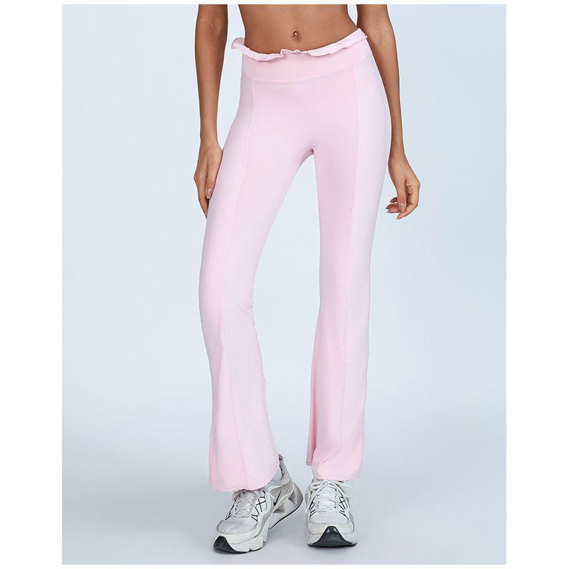

Export Sports Fitness Yoga Pants Female Ruffles High Waist Hip Lifting Stretch Running Dance Training Quick-Drying Bootcut Trousers Sakura pollen M/6