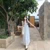 Women's Seaside Striped Camisole Dress - French Style Summer 2026, Loose Fit, Petite Long Dress