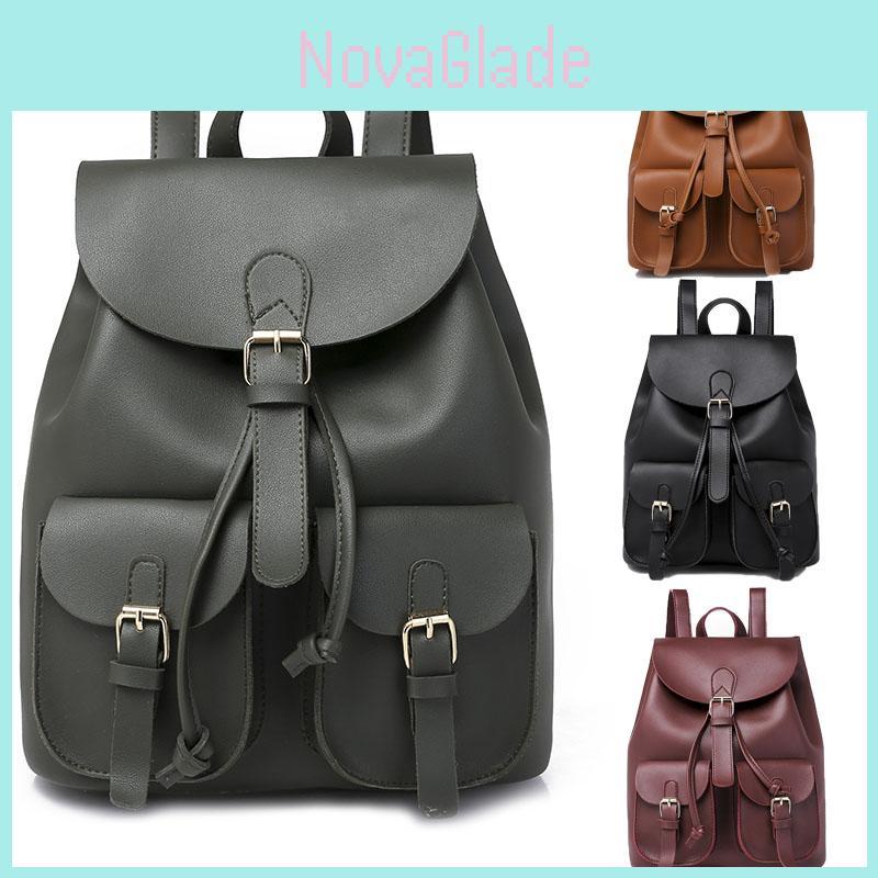 Fashionable College Style Backpack For Women With Pure Color And Waterproof Feature