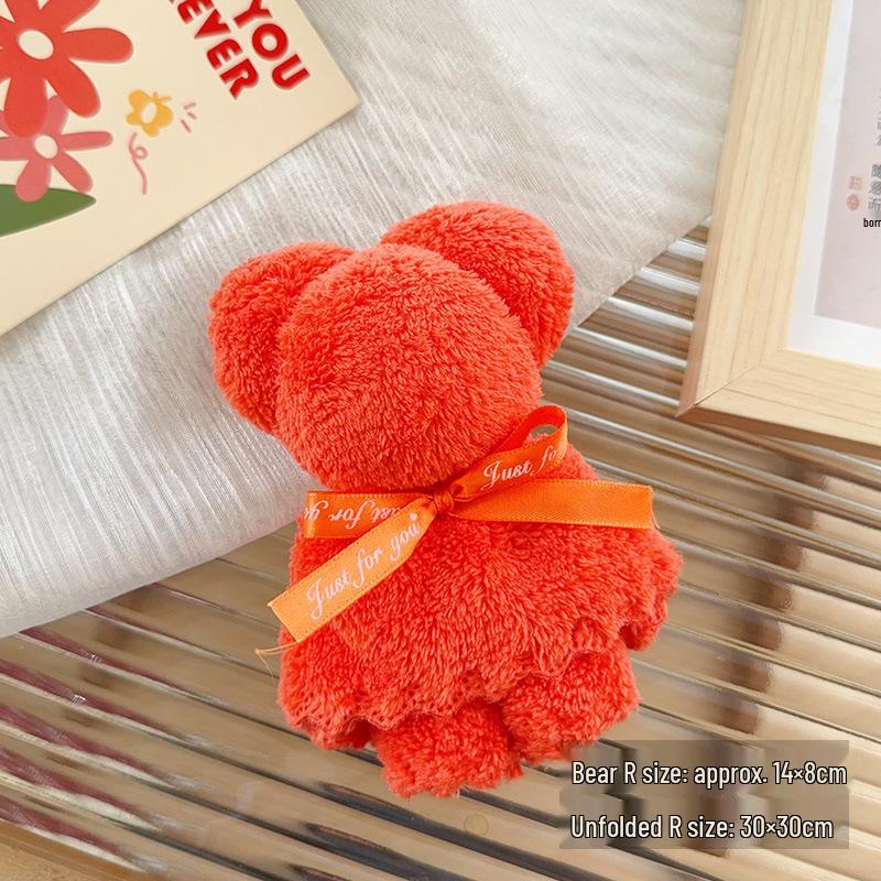 Bear-Shaped Coral Fleece Handkerchief – Practical Gift for Weddings, Birthdays, and Events