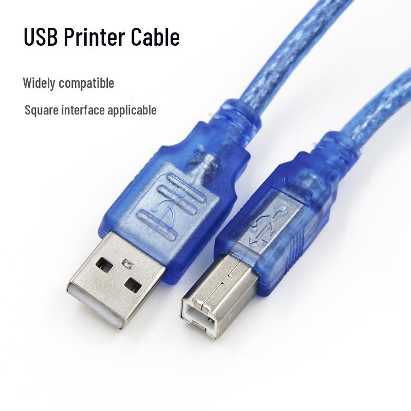 Transparent Blue USB 2.0 Printer Cable with Square Port