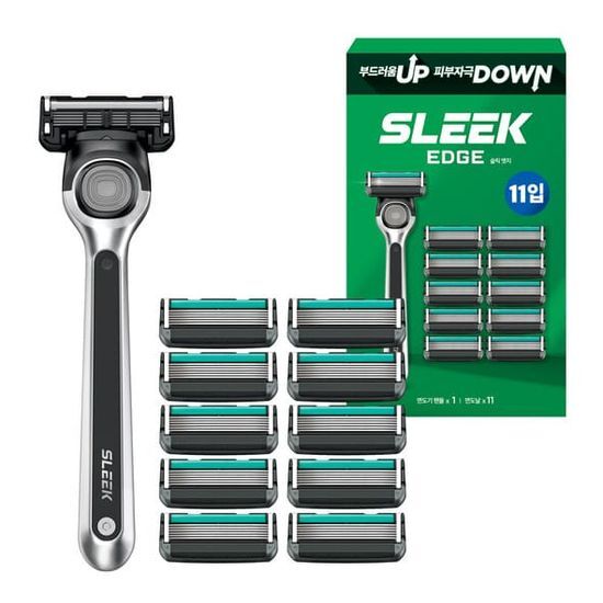 SLEEK Edge Razor Large Capacity Plan (Handle + 11 Blades)