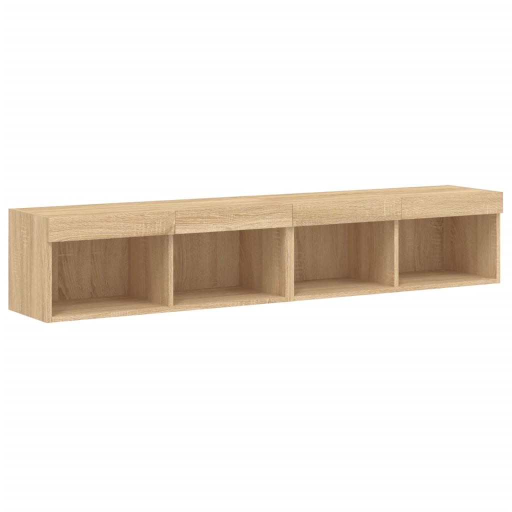 TV Cabinets with LED Lights 2 Pcs Sonoma Oak 80 X 30 X 30 Cm