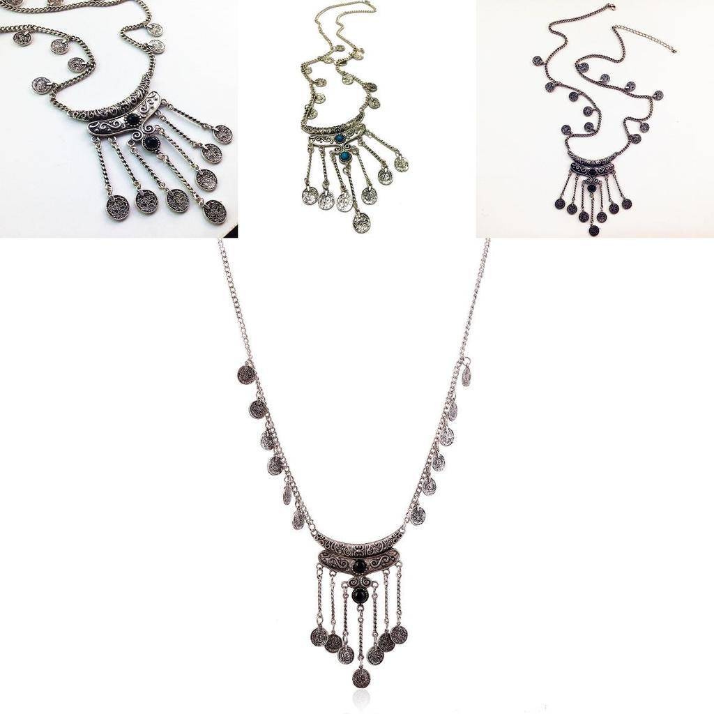 Vintage mynt halsband med legeringshänge för kvinnor och män i geometrisk stil