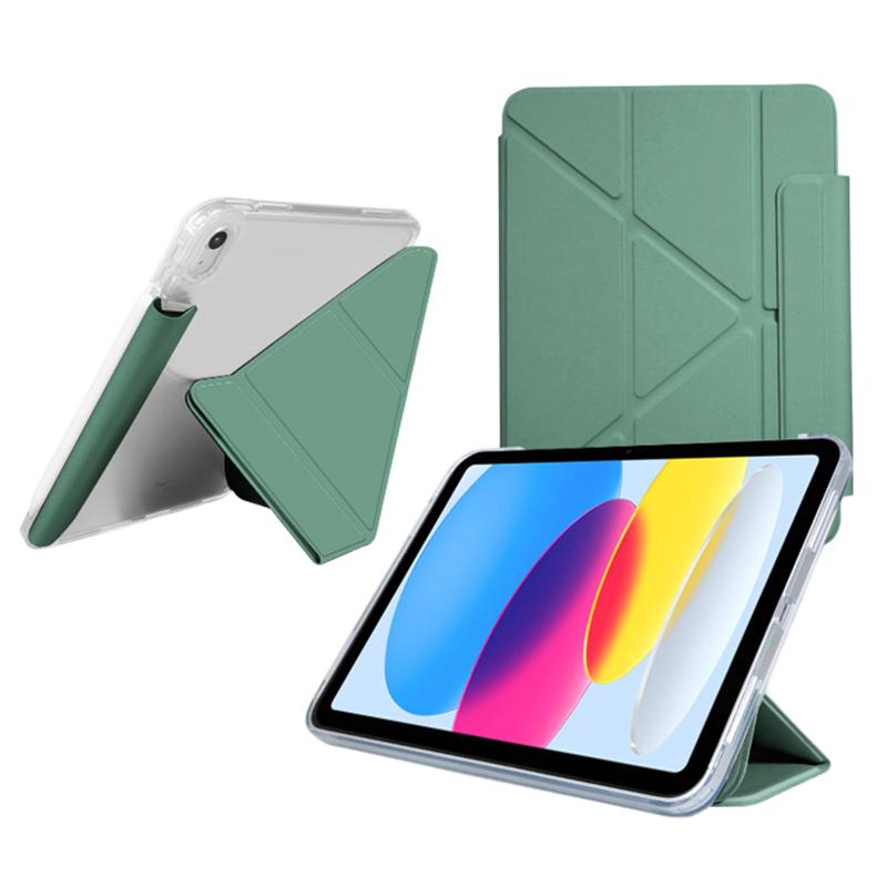 For iPad Air 11 (2025)/(2024) Case Origami Stand PU Leather Clear Back Tablet Cover with Pencil Holder