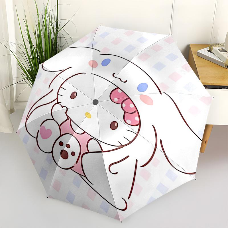 

1pc Hello Kitty Automatic Opening/Closing Umbrella - Portable Three-Fold Design with 8-Bone Iron Frame, Outdoor, Gift for Fans, Travelers, Everyday Us
