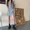 2025 Trendy Korean-Style Women's Summer Zipper Dress: Loose Casual Short-Sleeved Hooded Top