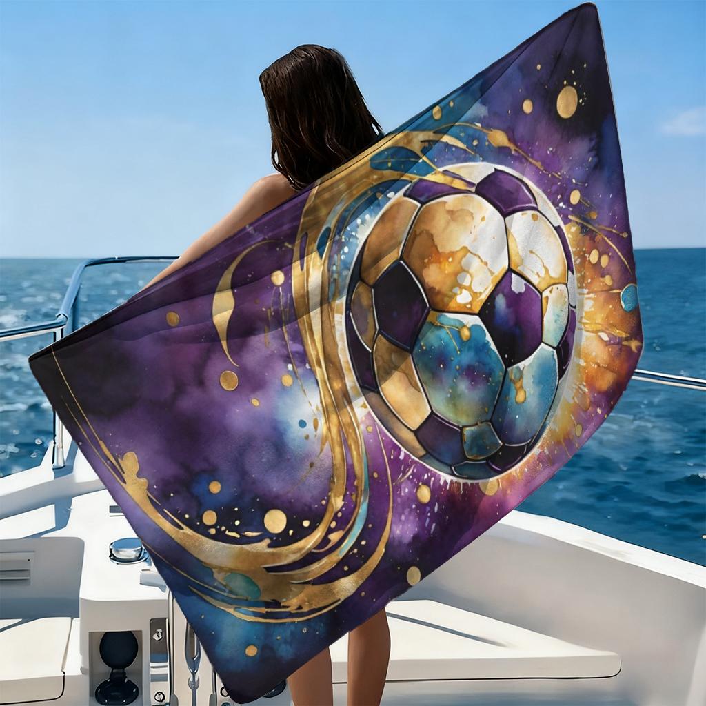 1pc Football Themed Beach Brilliant Colors Design Towel Super Absorbent Suitable for Beach Vacation Pool Summer Gift for Friends