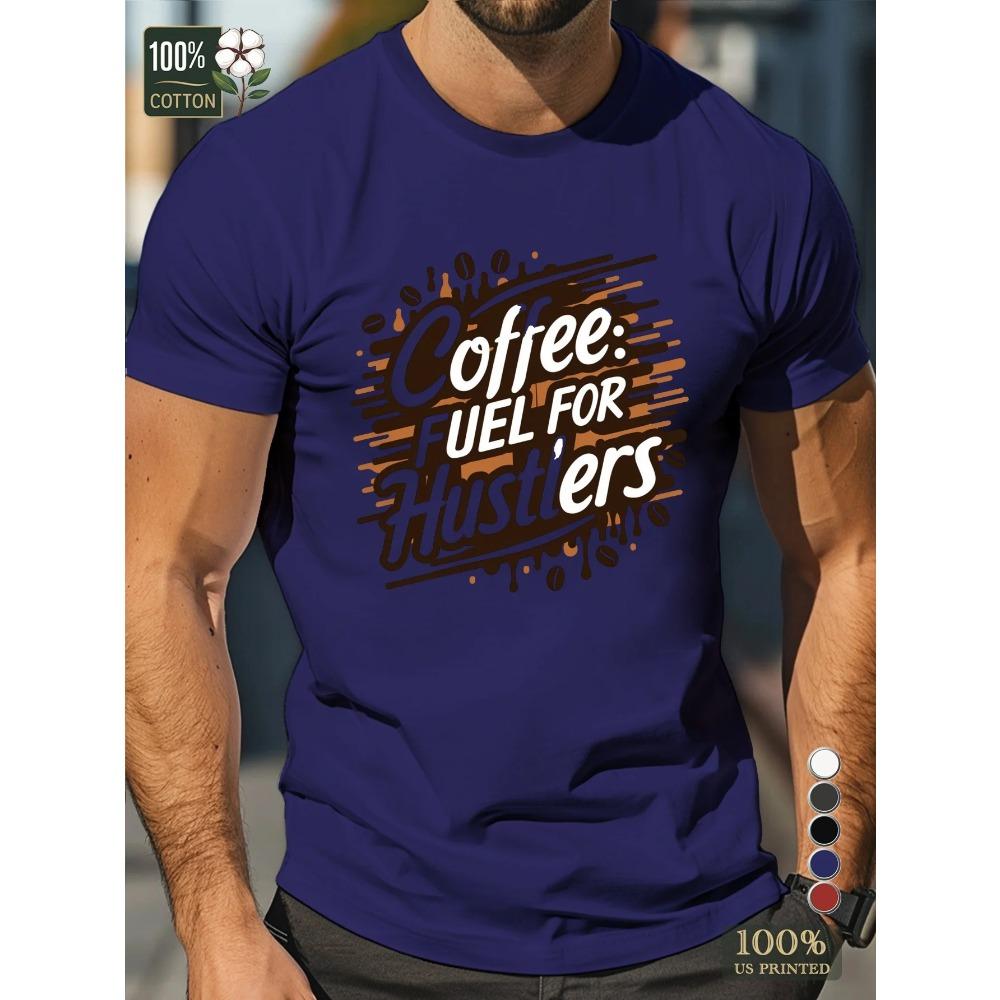 

Кофейное топливо для шустрых людей, мужская футболка из чистого хлопка, удобная майка с круглым вырезом и короткими рукавами, мужская одежда, модная уличная одежда XXXL