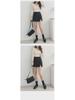 2022 Women's Black High Waist Slim A-Line Skirt Pants with Slit
