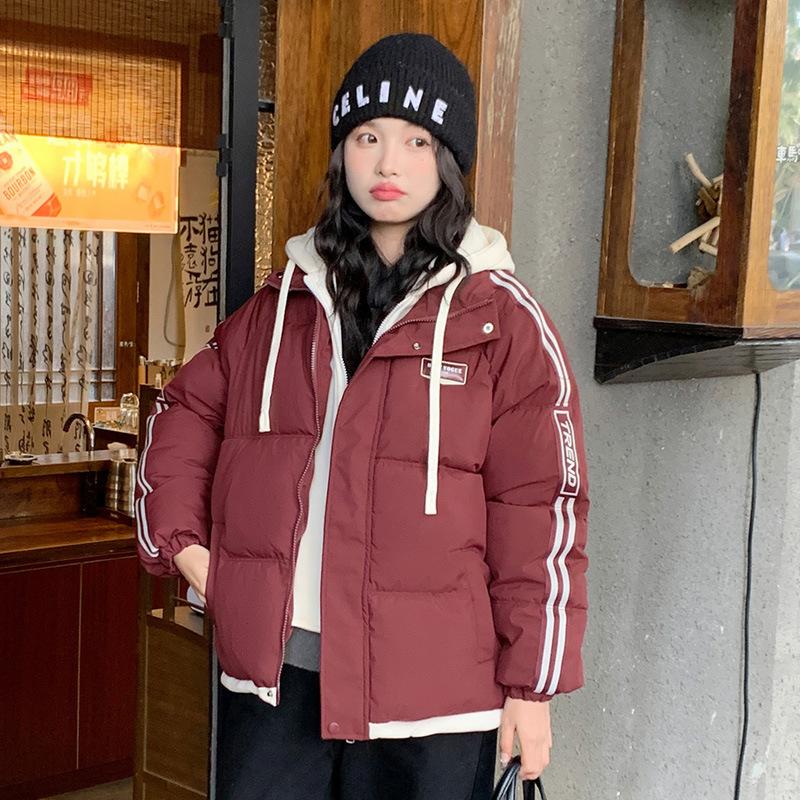 Stripes Contrasting Colors Fake Two-piece Down Cotton-padded Clothes Winter Fashion New Thermal Cotton-padded Jackets Cotton-padded Jackets Women