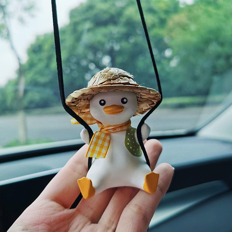 Car Swing Duck Rearview Mirror Pendant - Cute Interior Decoration