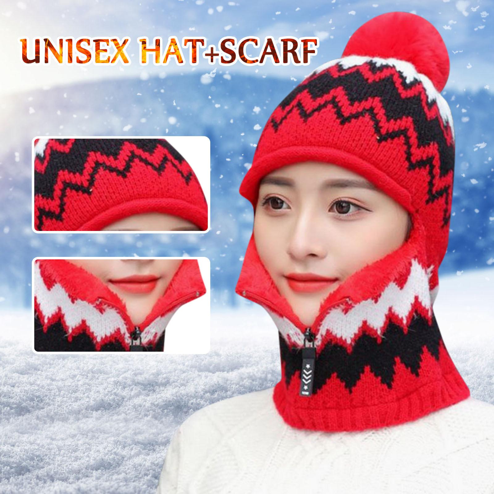 

Женские наушники с флокированием, теплая велосипедная теплая зимняя шапка, вязаный шарф, шапка Free Size красный