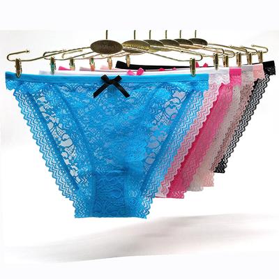 Sexy Briefs Full Lace Women Underwear Everyday Low Waisted Panties Breathable Transparent Ladies Knickers 6 PCS/lot