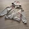 Floral Embroidered Zip-Up Hoodie Unisex Oversized Streetwear Sweatshirt Winter Casual Wear