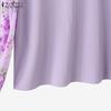 ZANZEA Women Casual Floral Print Splice Long Sleeve Round Neck Loose Blouse