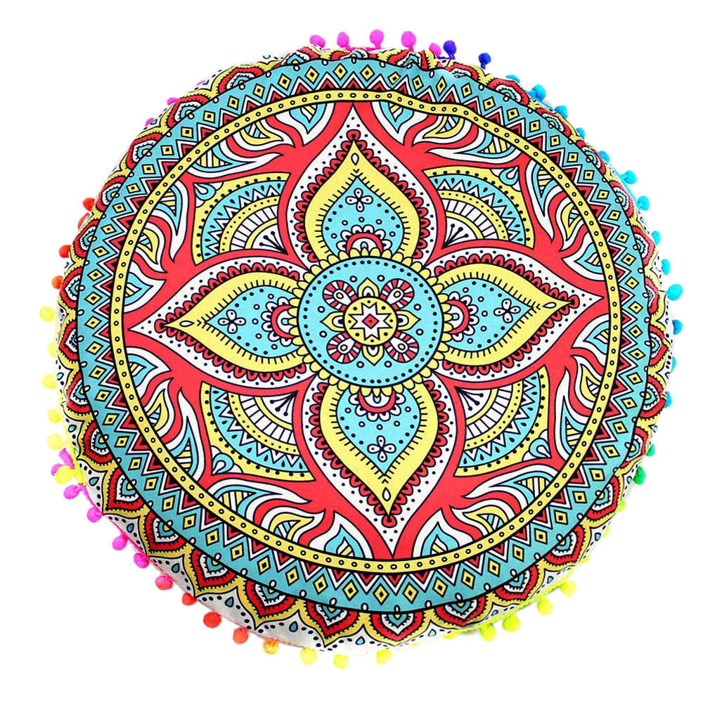 Indian  Floor Pillows Round Bohemian Cushion Pillows Cover Case Cushions 