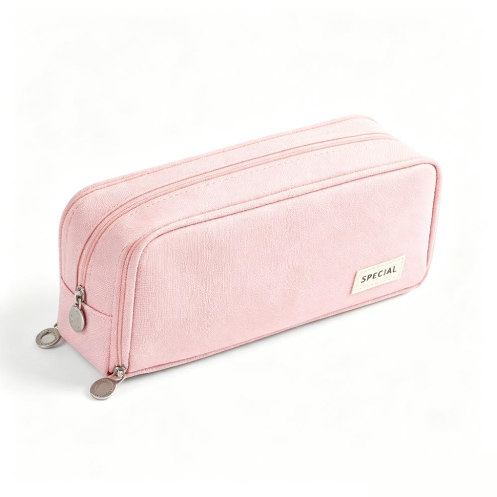 Oxford Cloth Solid Color Pencil Pouch Large Capacity Stationery Organizer Student Use