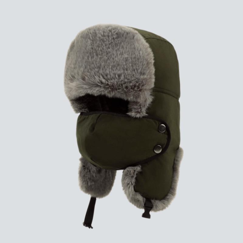 Men's windproof and warm cold hat, winter riding outdoor plush thickened ear protection cotton hat plush hat