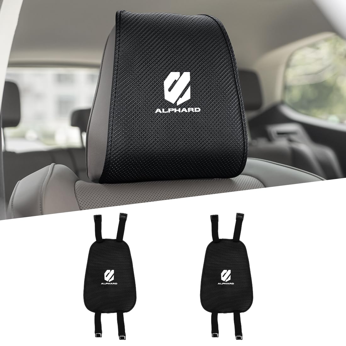 

Set of 2 headrest covers with ventilation holes for a breathable neck Compatible with the new Alphard and 20 series design for easy installation and