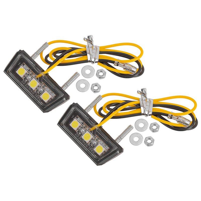 2Pcs White 3LED Motorcycle Motorbikes License Plate Light Mini Rear Tail Number Tag Lamp