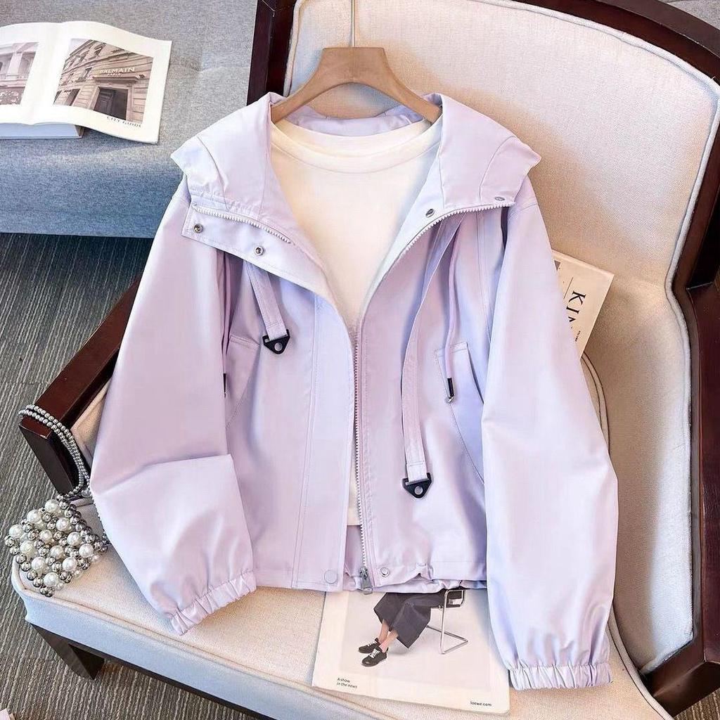 Women's Petite Purple Windbreaker Jacket 2025 - Popular Casual Spring & Autumn Style