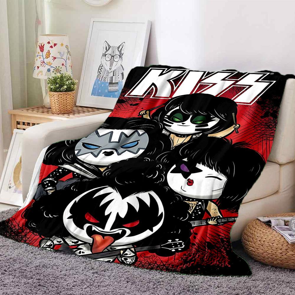 1pc KISS Band Merchandise Blanket Soft All Season Throw with Vibrant Design, Perfect for Home, Travel, and Gifts, Ideal for Naps and Camping