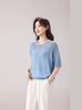 Plus Size Women's Luxurious Spring 2026 Knit Sweater - Short Sleeve, Round Neck, Perforated Design, Solid Color.