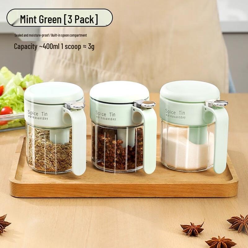 ZISIZ Glass Kitchen Spice Jar Set