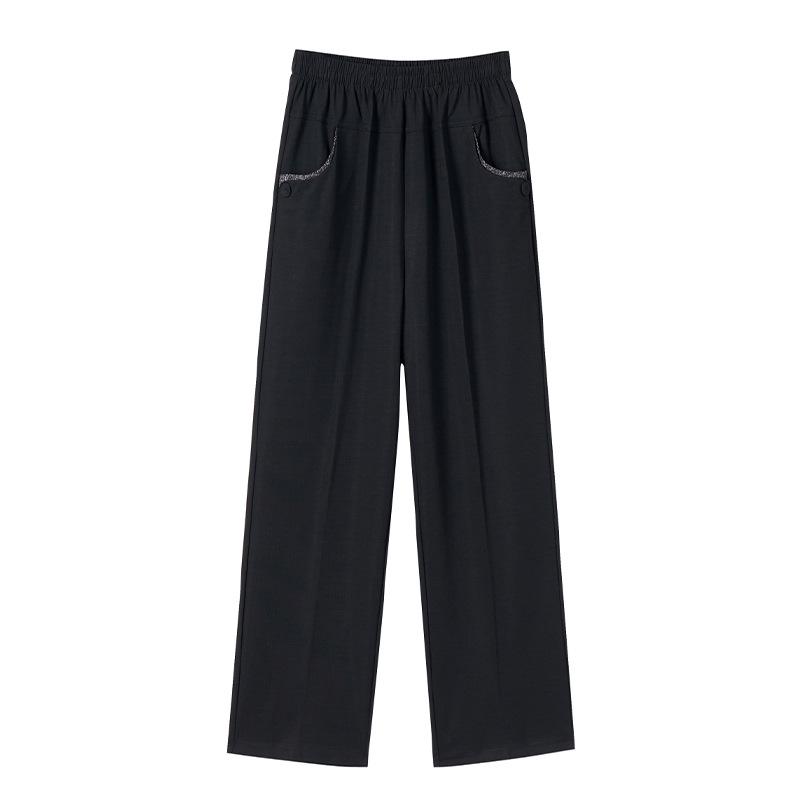 Mom's Ice Silk Cool Nine-Point Pants for Summer - Loose Fit for Mid-Aged and Elderly Women