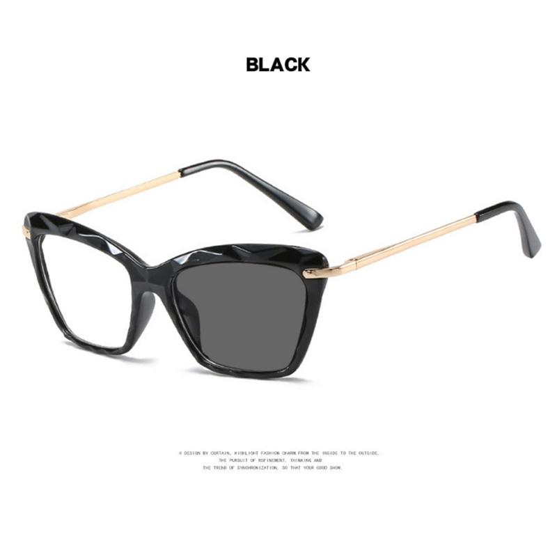 Latest Design Crystal Cat-Eye Frame Photochromism Prescription Lens Reading Glasses Women Anti Blue Light Hyperopia Eye Wear 0~+600
