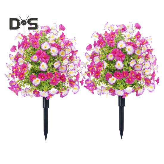 Faux Morning Glory Flowers Artificial Morning Glory Bush with Ground Spike Realistic Fake Greenery Shrubs for Outdoor Indoor Farmhouse Porch Patio