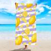 Nautical Lemon Striped Beach Towel Summer Citrus Print Quick Dry Sandproof Absorbent Towel for Beach Travel Vacation