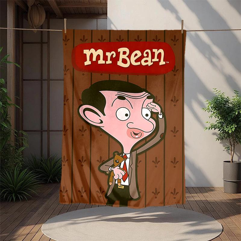 Mr Bean Flannel Blanket Soft Warm All-Season Throw, Design for Camping, Car Travel, Hiking Sofa, Bed, Office Perfect Gift for Parties