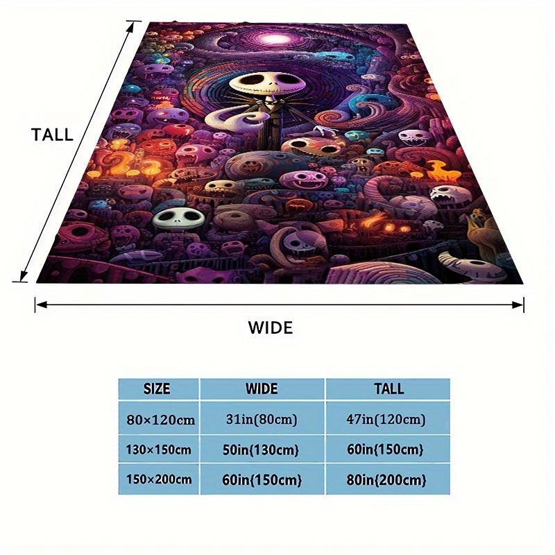 1 Stück The Nightmare Before Christmas Druckdecke - Weiche Ganzjahres-Kuscheldecke für Wohnzimmer, Schlafzimmer, Personalisierbares Geschenk mit entzückendem Cartoon-Design