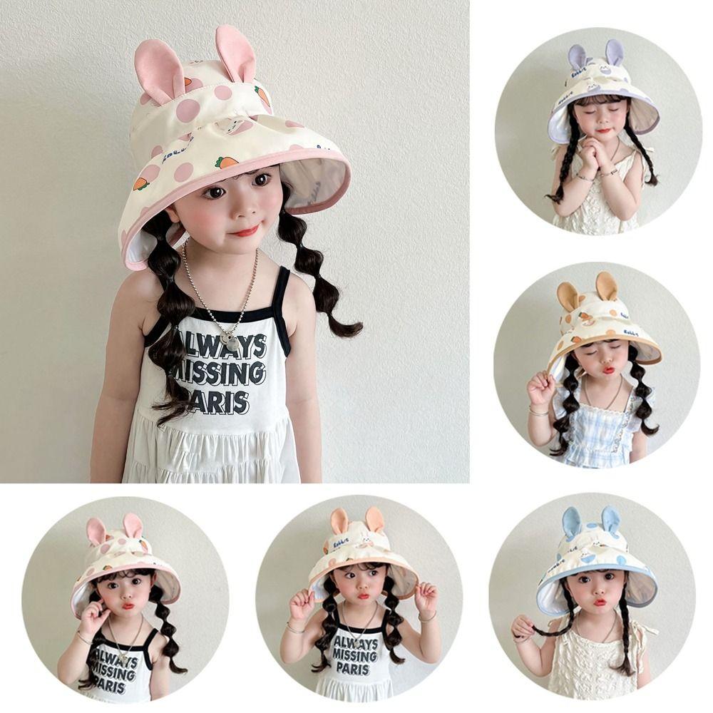 

UV Protection Kids Sun Hats Big Eaves Sunscreen Bucket Hat New Fisherman Hat Travel рожевий