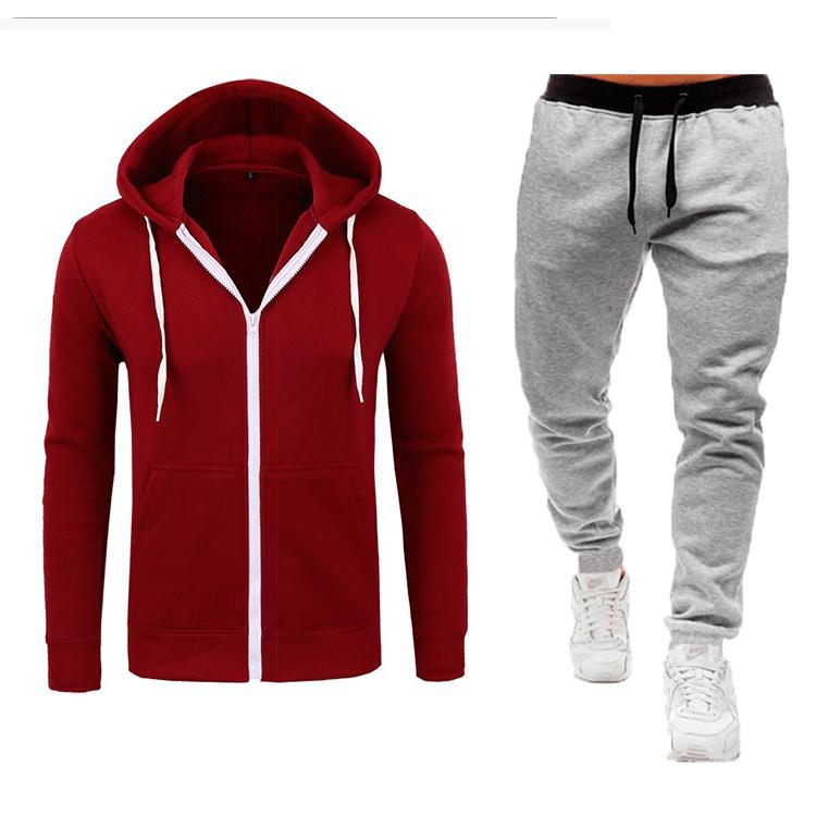 New Casual Sweatshirt Zipper Hooded Sweatshirt Jacket Men's Solid Color Cardigan Suit