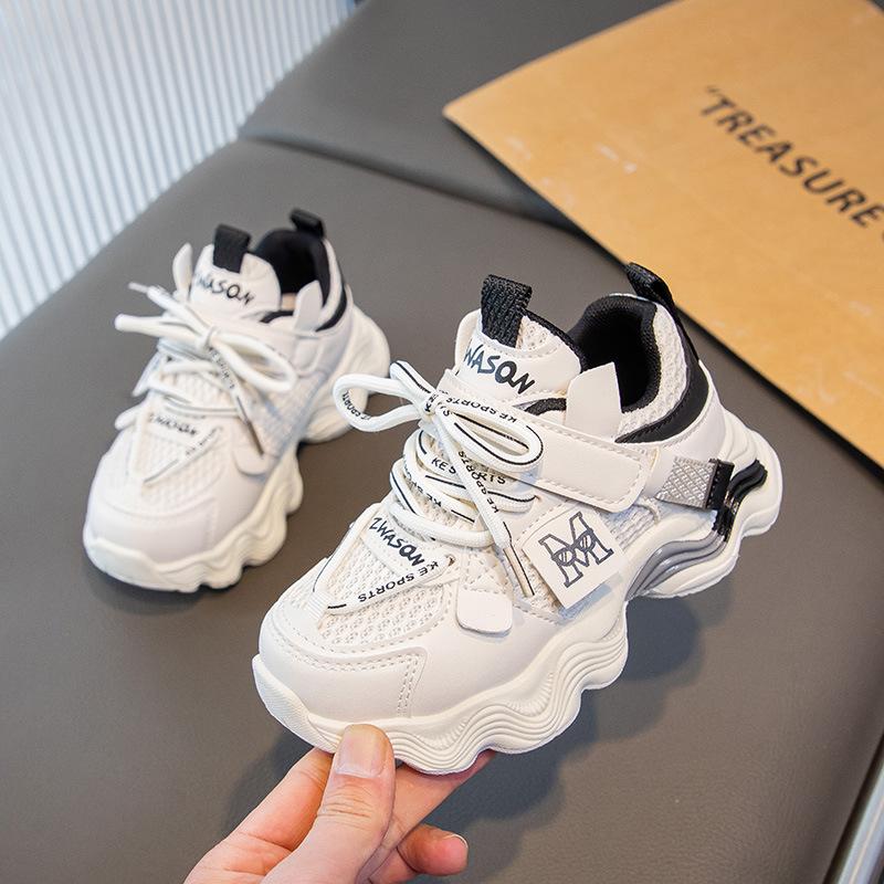 

Модная детская обувь «папины кроссовки» 2025 весна и осень взрыв детская обувь на мягкой подошве повседневная дышащая сетчатая обувь для мальчиков 35 чёрный