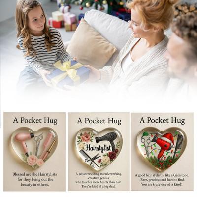 Hairstylist Pocket Hug with Positive Card Emotional Support Heart Shaped Christmas Hair Stylist Pocket Token Encouragement Gift