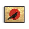 Abstract Bird Flying Animal Poster Raven Crow Hummingbird Red and Gold Canvas Painting Modern Wall Art Living Room Home Decor