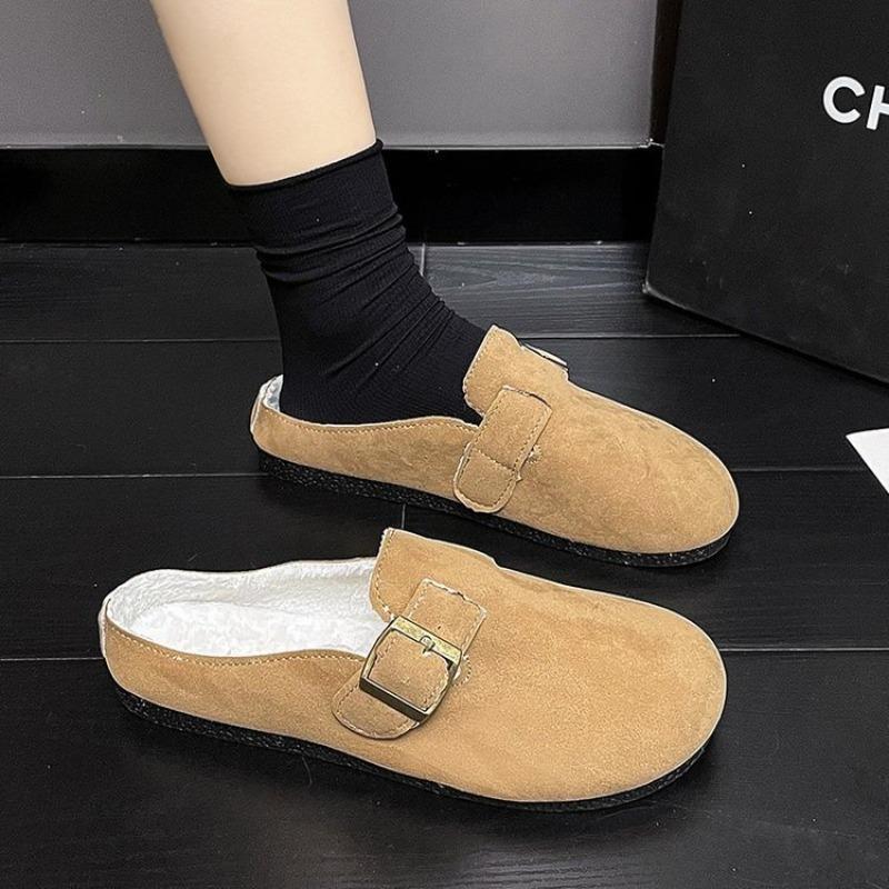 

Носите новую весенне-осеннюю ленивую обувь, повседневную женскую обувь, нишевые ретро шлепанцы на толстой подошве с закрытым носком, женские 40 хаки