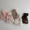 1 Stück pelzige warme Kinder-Mütze für Jungen und Mädchen, schicke koreanische Mode, Häkelmütze für Kleinkinder, Herbst-Winter, dicke Plüsch-Strickmütze