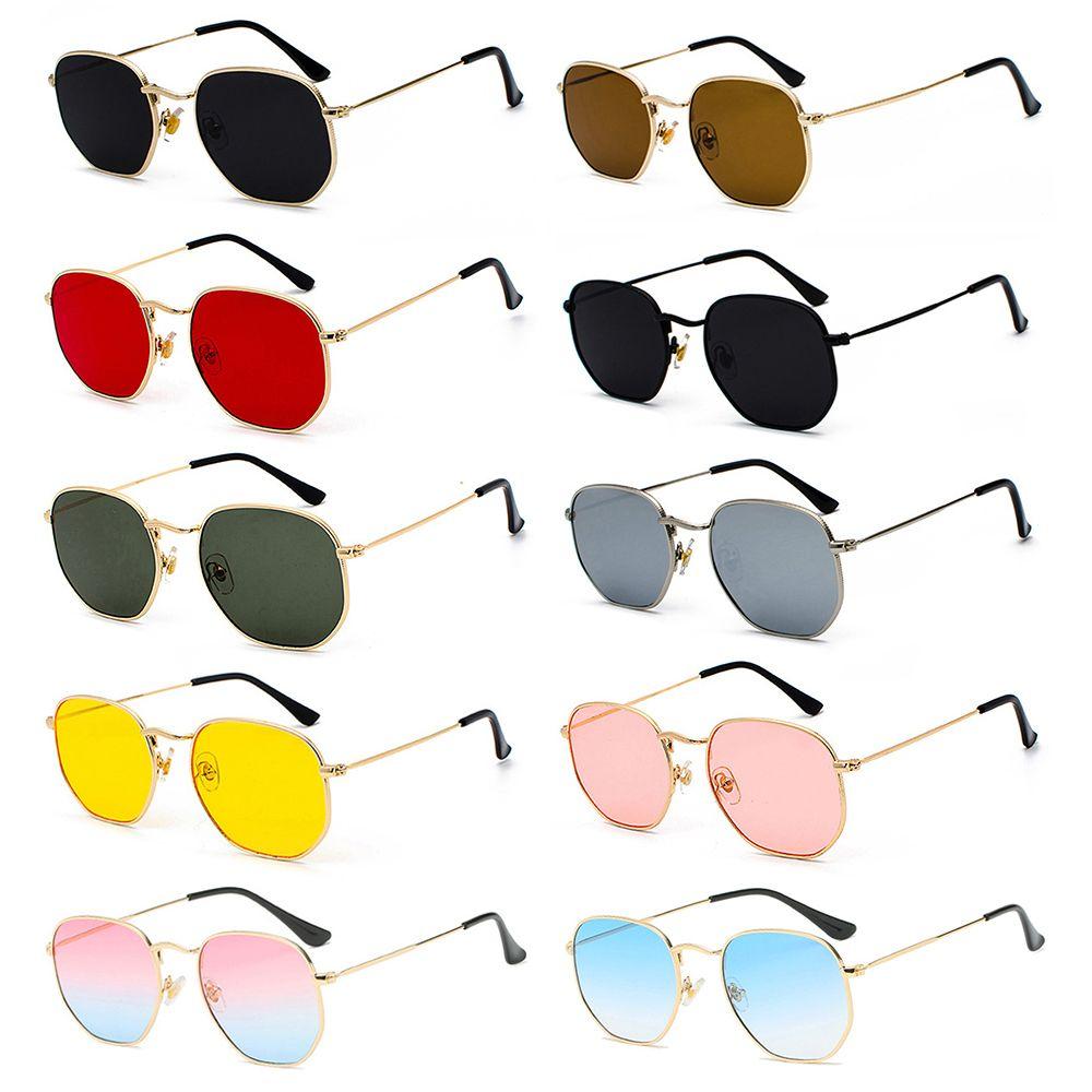 Summer Glasses Eyewear Driving Sun Glasses Sunglasses for Men and Women Polygon Mirrored Lens Small Square Sunglasses