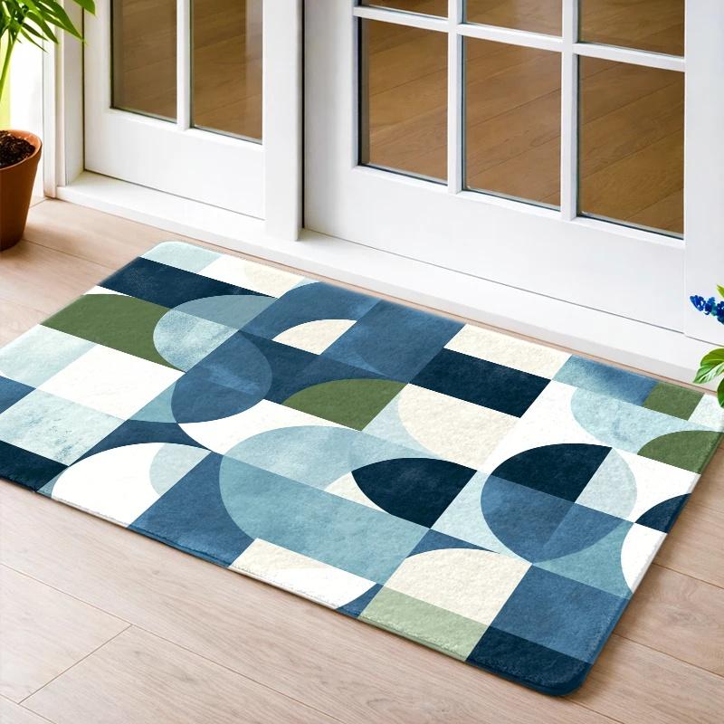 1pc Jungle Safari Animal Soft Anti-Slip Floor Mat – Giraffe, Elephant & Lion Design with Tropical Leaves, Durable Polyester Fl