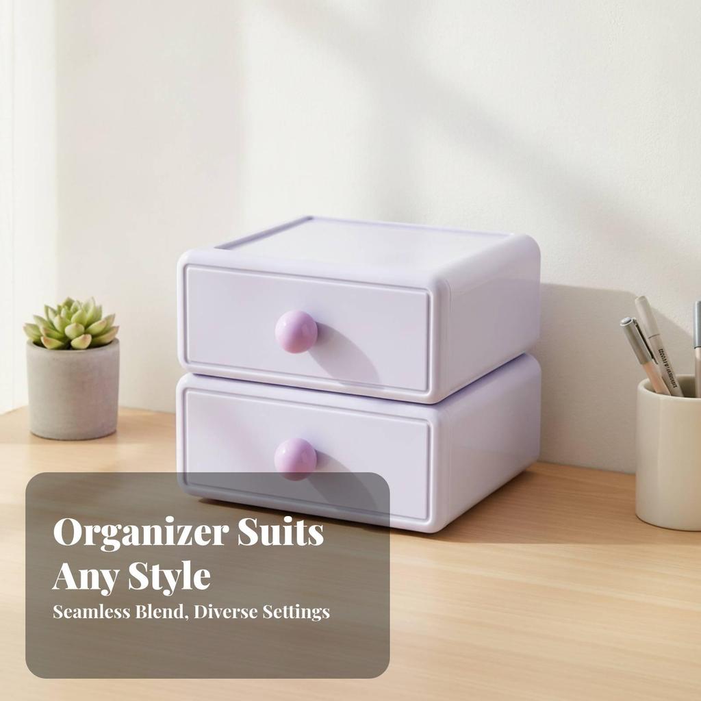 Desktop Storage Box with Drawer Sturdy Desk Organizer Drawers for Vanity