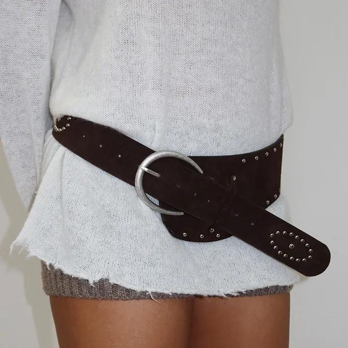 Studded Western Belt_Brown